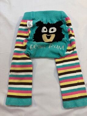 Lazy One Kids Turquoise Pink Yellow Brown Striped Bear Leggings
